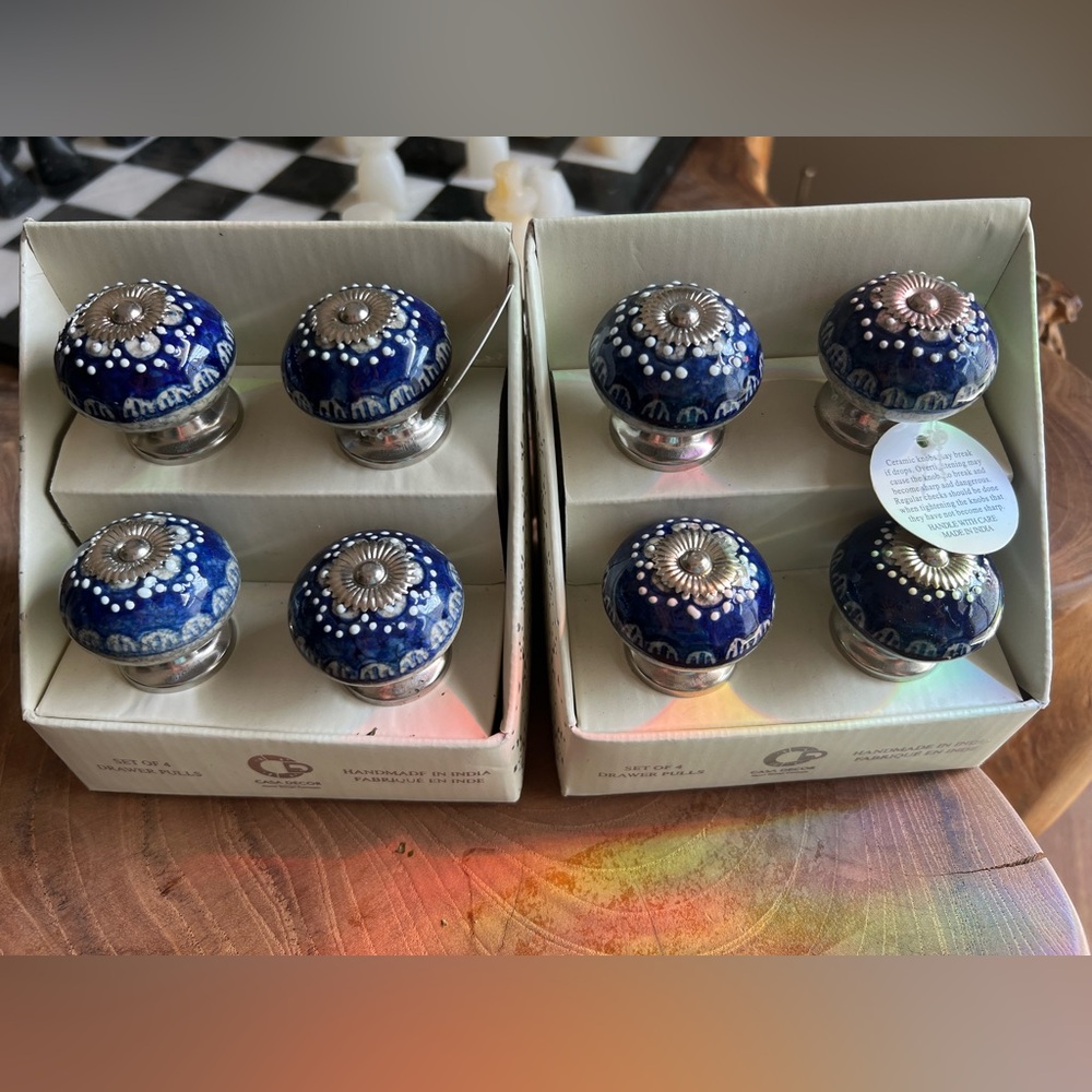 Casa Decor Handmade Ceramic Drawer Cabinet Pulls 2 Set Of 4 New